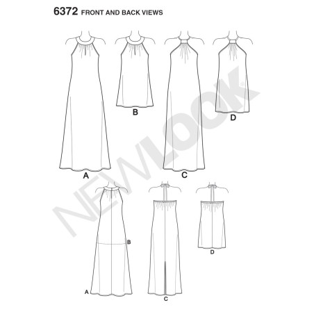 Kjole m/halterneck stof eller kæde new look snitmønster easy 6372