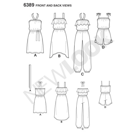 Dragt m/halterneck og kjole new look snitmønster 6389