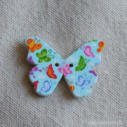  Træ knap 2-hul Sommerfugl