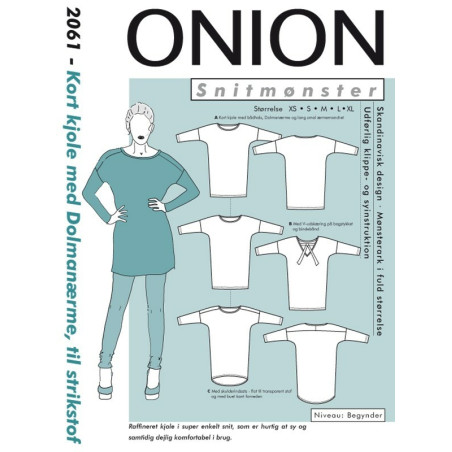 Kort Kjole med dolmanærmer til strikstof  Onion snitmønster 2061