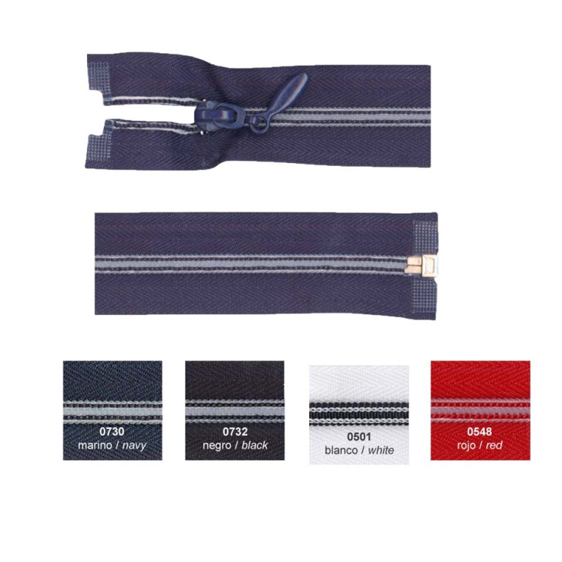 Cose Jakke lynlås 2-farvet i 4 farver 6mm delbar