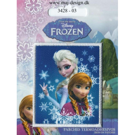 Anna & Elsa Broderet strygemærke 7x6 cm