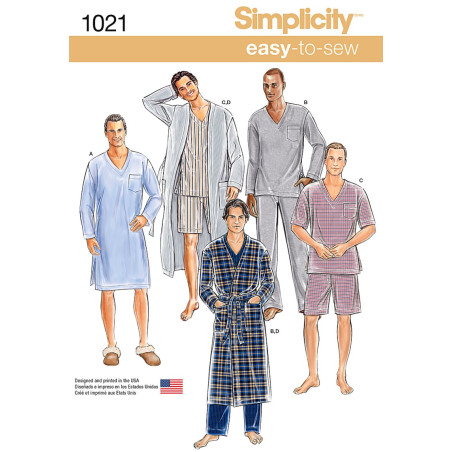 Herre Pyjamas Simplicity  snitmønster 1021