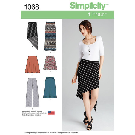Nederdel og bukser snitmønster Simplicity 1068