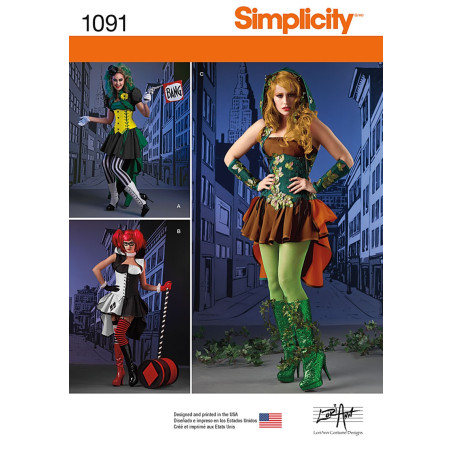 Kostume voksen Rudedame snitmønster Simplicity 1091