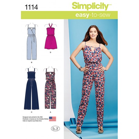 Kjole og Jumpsuit snitmønster Simplicity 1114