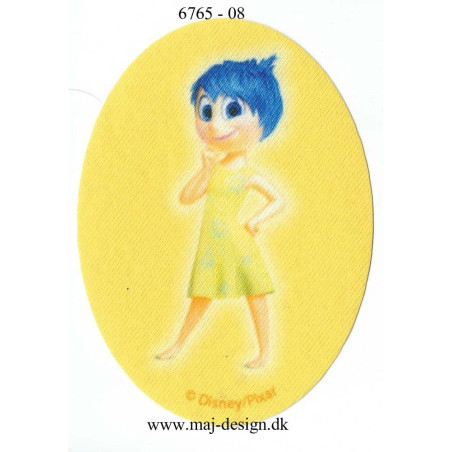 Inside Out glæde ovalt Gul Printet Strygelap strygemærke 11x8 cm