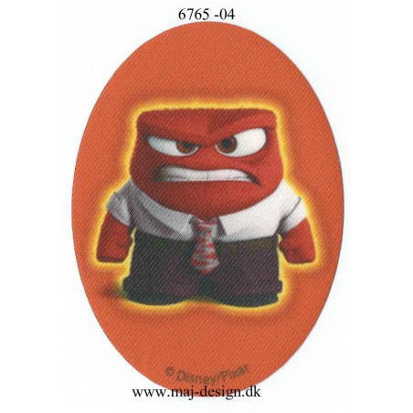 Inside Out vrede Rød Printet Strygelap strygemærke 11x8 cm