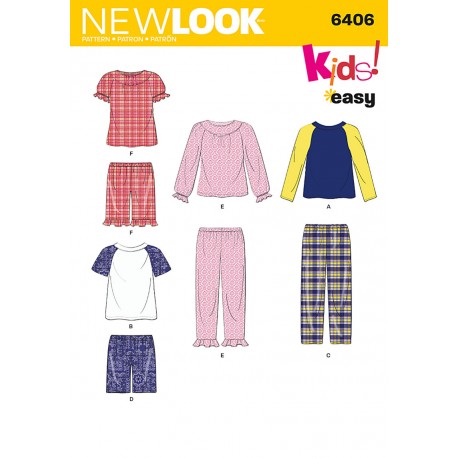 Nattøj og Pyjamas til børn Snitmønster New look easy 6406