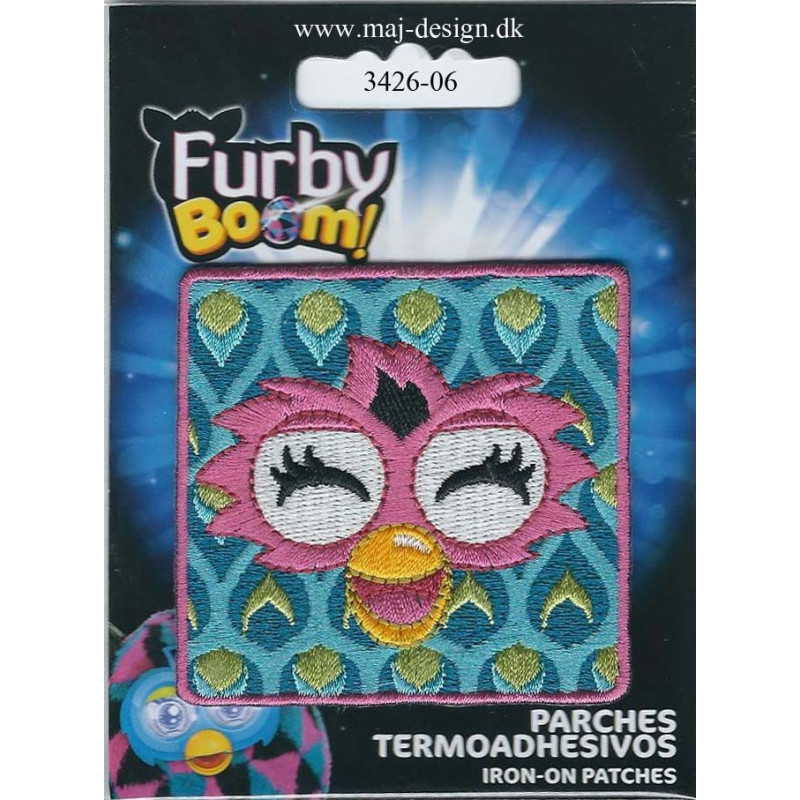 Furby broderet Strygemærke 6,5x6,5 cm