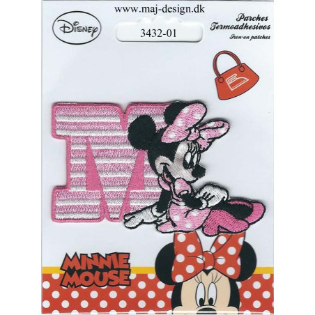 Minnie med stort M  Broderet strygemærke  7,5x5 cm