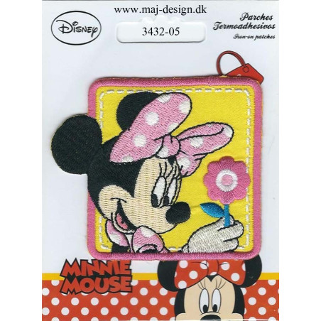 minnie med blomst broderet strygemærke 6,5x7 cm