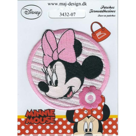 minnie med blomst broderet strygemærke 7 cm