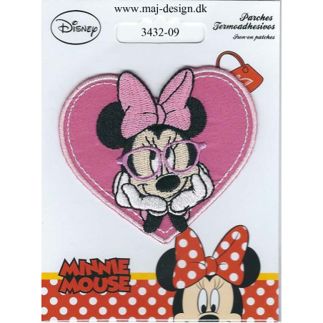 Minnie med briller broderet strygemærke 7x6 cm