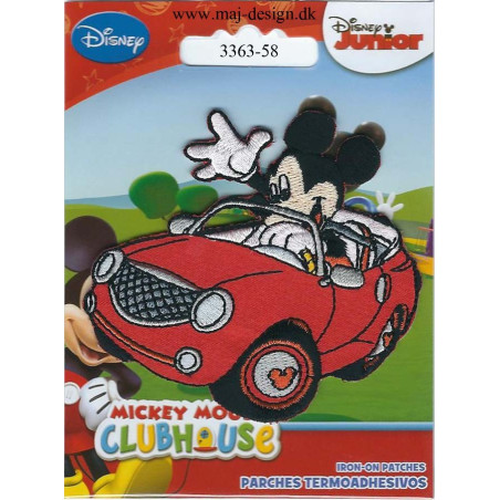 Mickey i sportsvogn  ca.7x7 cm