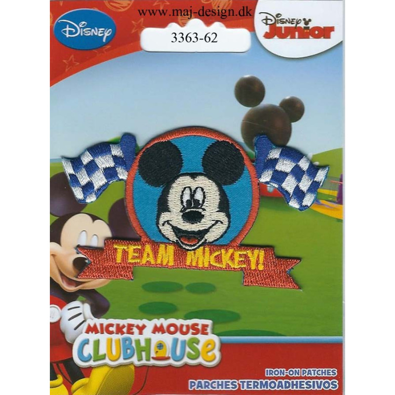 Team Mickey broderet strygemærke 8x4 cm