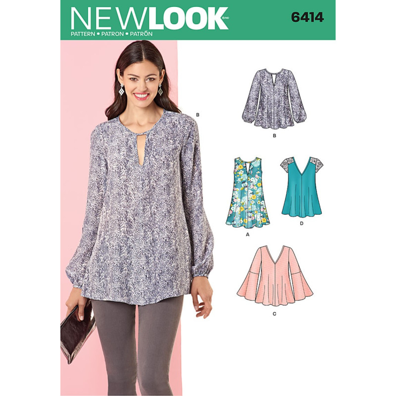 snitmønster til tunika 4 varianter new look 6414 snitmønster til tunika 4 varianter new look 6414