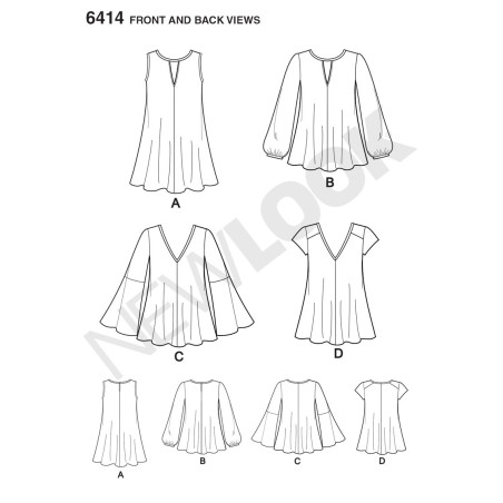 snitmønster til tunika 4 varianter new look 6414
