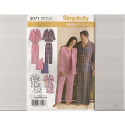 Pyjamas herre/dame også plusmode snitmønster easy 3971
