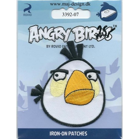 Angry Birds Hvid Broderet strygemærke 7x6 cm