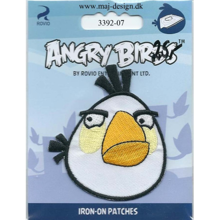Angry Birds  Hvid Broderet strygemærke 7x6 cm