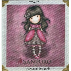 Santoro Gorjuss Pink Printet Strygelapper 6,5x6,5 cm