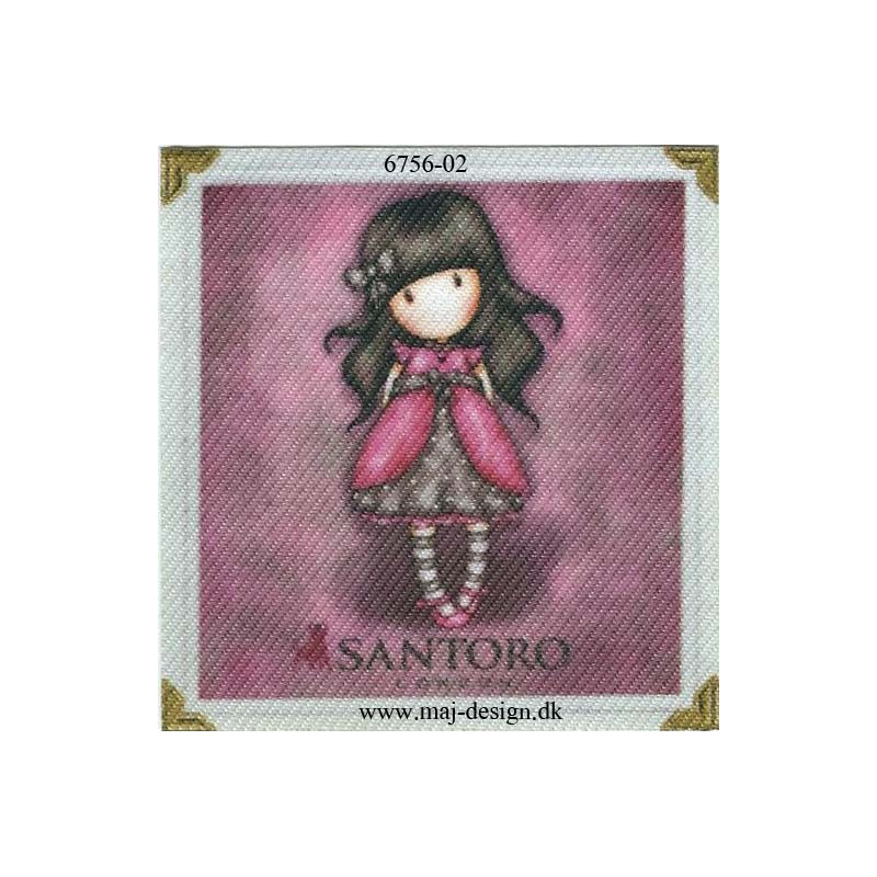 Santoro Gorjuss Pink Printet Strygelapper 6,5x6,5 cm