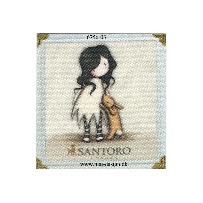 Santoro Gorjuss Hvid/creme Printet Strygelapper 6,5x6,5 cm