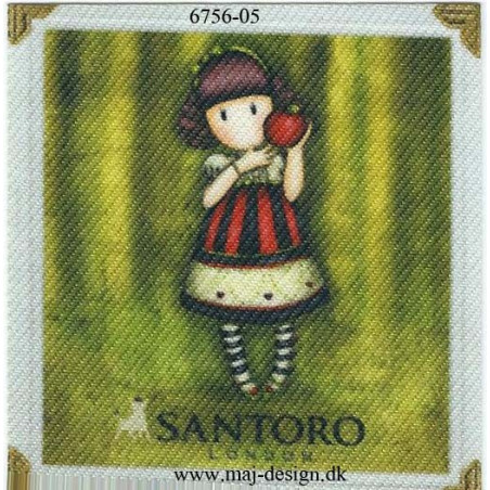 Santoro Gorjuss Grøn Printet Strygelapper 6,5x6,5 cm