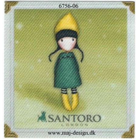 Santoro Gorjuss Grøn/gul Printet Strygelapper 6,5x6,5 cm