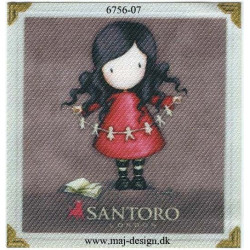 Santoro Gorjuss Rød Printet Strygelapper 6,5x6,5 cm