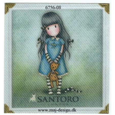 Santoro Gorjuss Blå/grøn Printet Strygelapper 6,5x6,5 cm