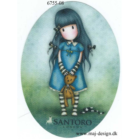 Santoro Gorjuss Blå/grøn Printet Strygelapper 11x8 cm