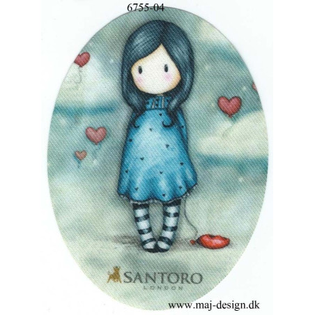 Santoro Gorjuss m/hjerte Blå Printet Strygelapper 11x8 cm 
