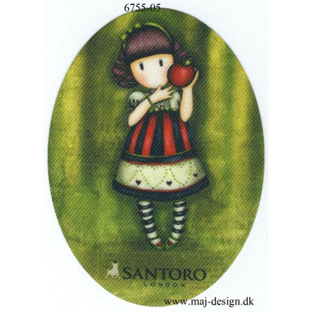 Santoro Gorjuss Grøn Printet Strygelapper 11x8 cm