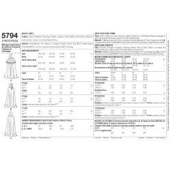 Kostume, kapper, 4 varianter, dame Snitmønster simplicity 5794