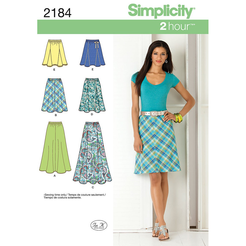 Nederdel  6 varianter snitmønster simplicity 2184