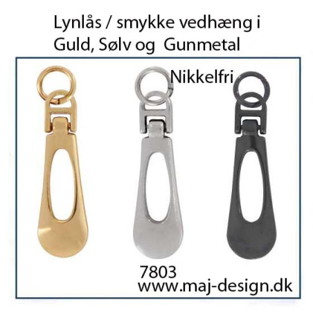 lang dråbe Lynlås vedhæng med hul, nikkelfri