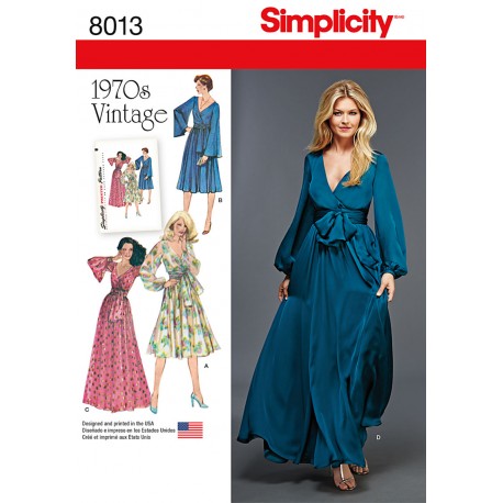 Vintage kjole 1970èrne Simplicity snitmønster 8013