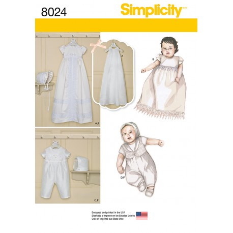 Dåbskjole og dåbs dragt Simplicity snitmønster 8024 A
