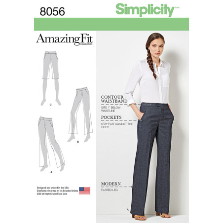 Bukser AmazingFit  også plusmode Simplicity snitmønster 8056