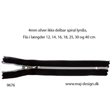 4mm silver ikke delbar spiral lynlås