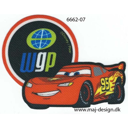 Cars McQueen WGP Printet strygemærke 9,5x7 cm