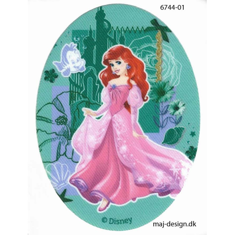 Disney prinsesse Ariel Printet strygelap oval 11x8 cm Disney prinsesse Ariel Printet strygelap oval 11x8 cm