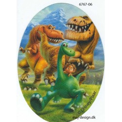 Den gode Dinosaur Printet strygelap oval 11x8 cm