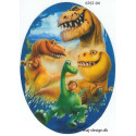 Den gode Dinosaur Printet strygelap oval 11x8 cm