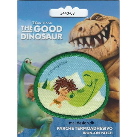 Den gode dinosaur Arlo og Tot broderet strygemærke Ø 6 cm