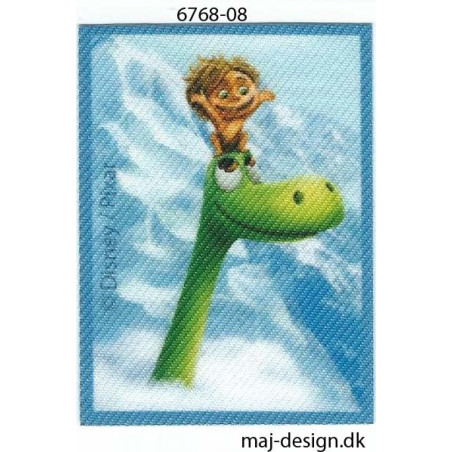Den gode dinosaur Tot og Arlo Printet strygemærke 7x5 cm