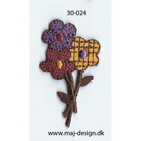 En buket blomster  4,5x2,5 cm strygemærke