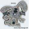 Grå kanin 4,5x4,5 cm strygemærke